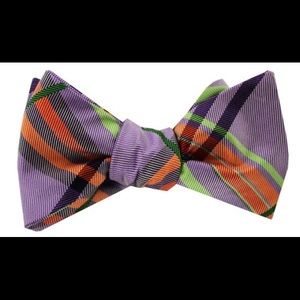 NEW Bird Dog Bay Neapolitan Plaid Purple Bow Tie